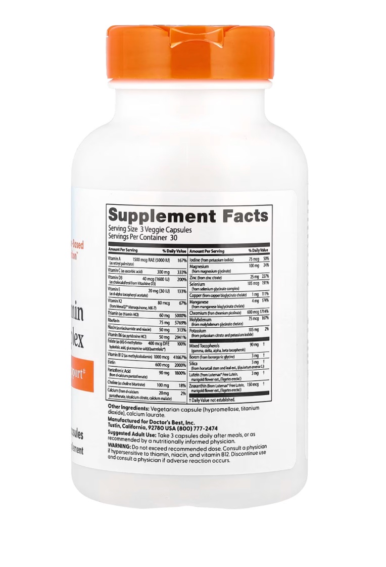 Dr Best multivitamin with mineral complex 90 veggie Capsules - Image 3