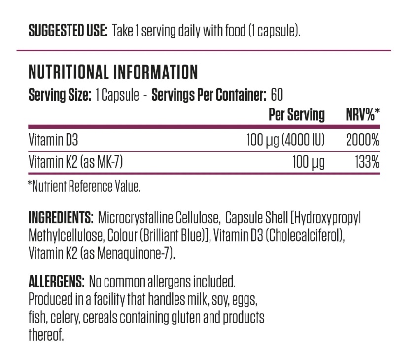 Applied nutrition vitamin D3+K2 60 servings - Image 3