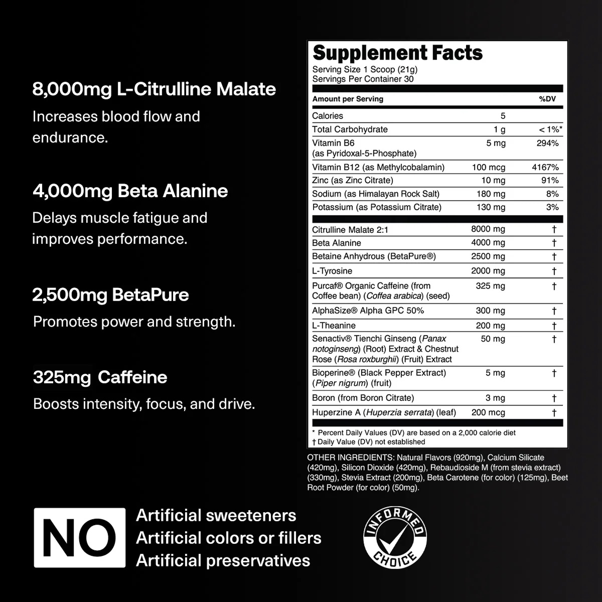 TRANSPARENT LABS BULK BLACK PRE WORKOUT 30 servings - Image 3